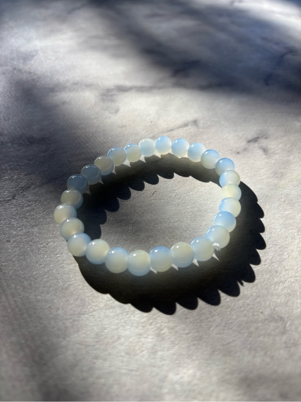 Opalized White Beaded Stretch Bracelet - Women Jewelry